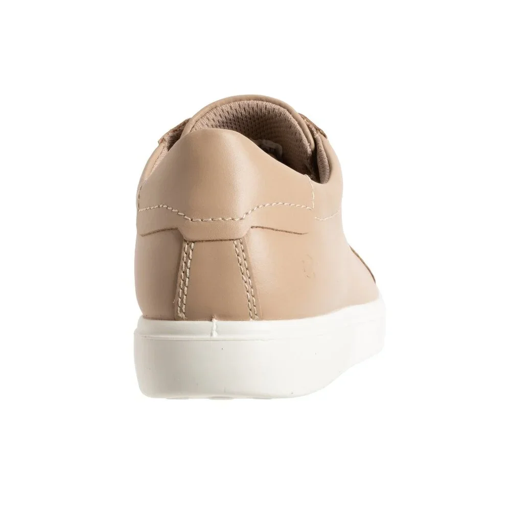 Ecco Womens Beige Soft Classic Leather Lace Up Oxford Casual Sneaker Shoes $160